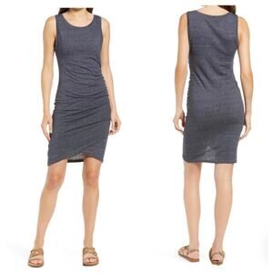 Treasure & Bond Women's Ruched Side Sleeveless Sheath T-Shirt Tank Dress in Blue